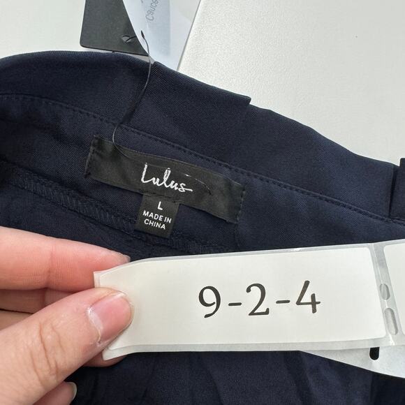 Lulus‎ Pants Womens Large Blue Straight Leg Belted High Rise Trousers - Picture 3 of 8